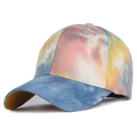 Yellow-pink-blue tie-dye baseball cap - Hatdeck