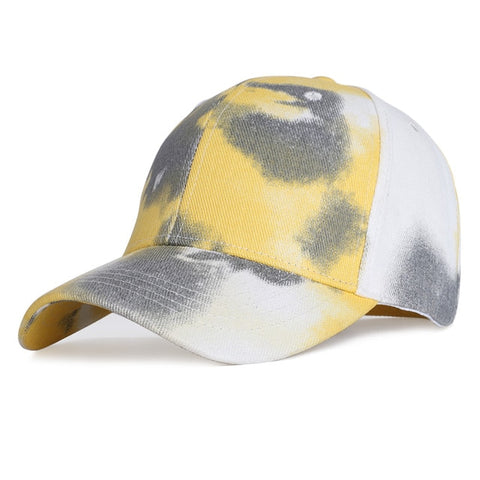 Yellow-gray-white tie-dye baseball cap - Hatdeck