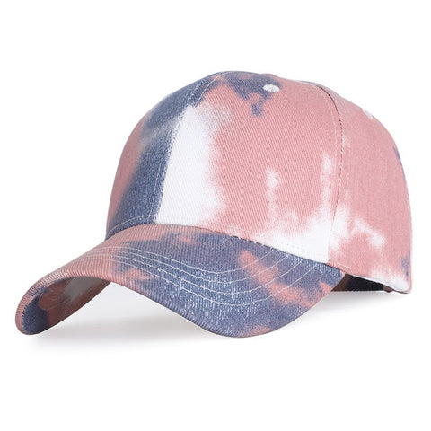 Pink-blue-white tie-dye baseball cap - Hatdeck