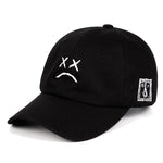 White on Black Sadface Baseball Cap - Hatdeck