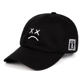 White on Black Sadface Baseball Cap - Hatdeck