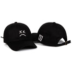 White on Black Sadface Baseball Cap - Hatdeck