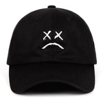 White on Black Sadface Baseball Cap - Hatdeck