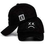 White on Black Sadface Baseball Cap - Hatdeck