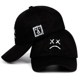 White on Black Sadface Baseball Cap - Hatdeck