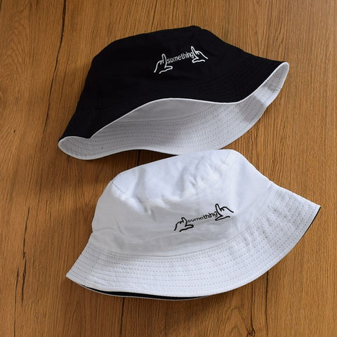 "Something" Black and White Reversible Bucket Hat - Hatdeck