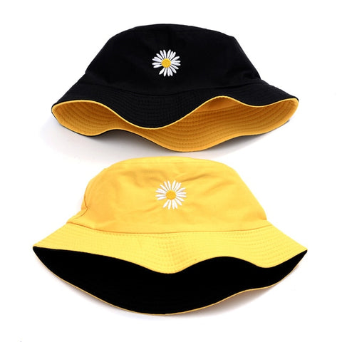 Daisy Yellow and Black Reversible Bucket Hat - Hatdeck