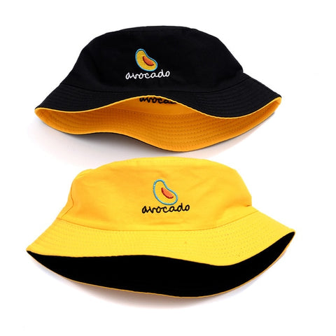 Avocado Yellow and Black Reversible Bucket Hat - Hatdeck