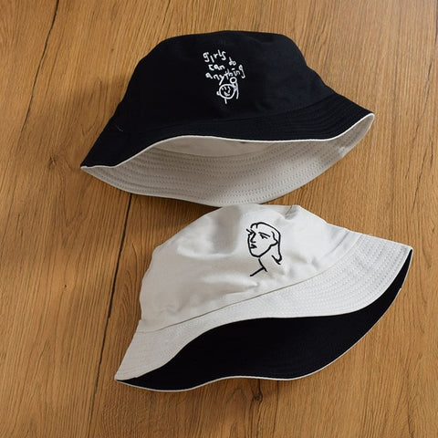 "Girls can do anything" Reversible Bucket Hat - Hatdeck