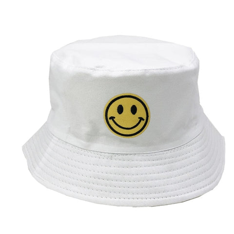 Smile Emoji White Bucket Hat - Hatdeck