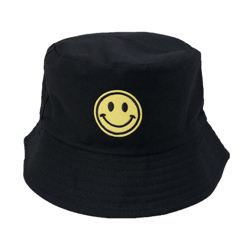 Smile Emoji Black Bucket Hat - Hatdeck