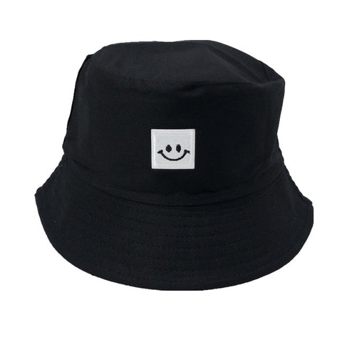 Square Smiley Black Bucket Hat - Hatdeck