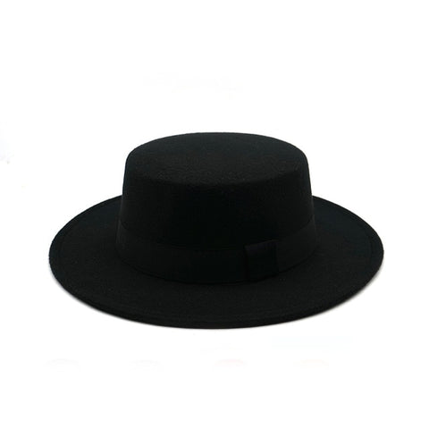 Black Flat-top Fedora Hat - Hatdeck