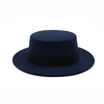 Dark Blue Flat-top Fedora Hat - Hatdeck