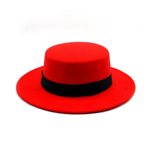 Red Flat-top Fedora Hat - Hatdeck