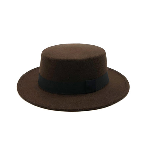 Brown Flat-top Fedora Hat - Hatdeck