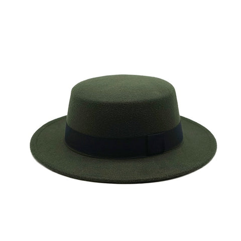 Dark Green Flat-top Fedora Hat - Hatdeck
