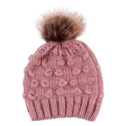 Pink Winter Knit Wool Women's Beanie - Hatdeck