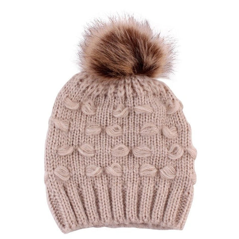 Light Pink Winter Knit Wool Women's Beanie - Hatdeck
