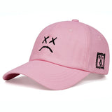 Black on Pink Sadface Baseball Cap - Hatdeck